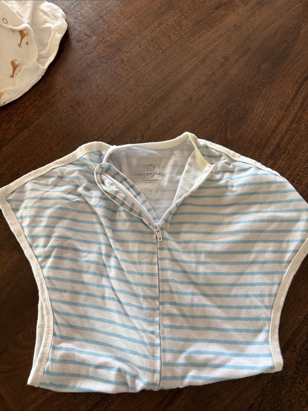 Sleeping baby zippadee zip Blue & White Striped Zip Front Swaddle